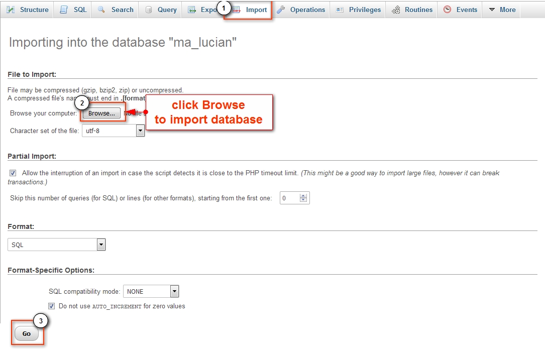 import database step2