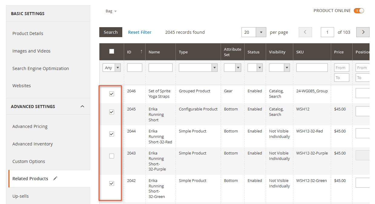 set related product step2